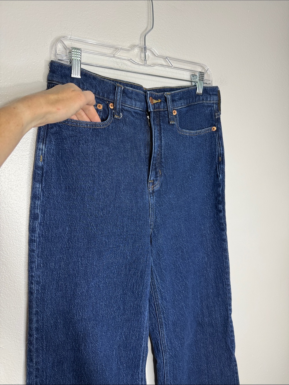 J. Crew Denim Trouser 1996 Semi-Stretch Resin Rinse Wide Leg Jeans Size 29 TALL